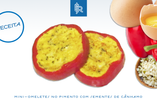 Omeletes no pimento com sementes de cânhamo