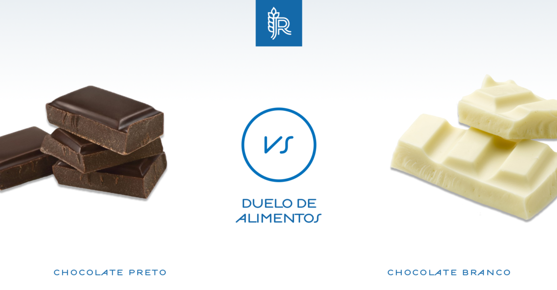 Duelo de alimentos: chocolate preto contra chocolate branco