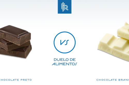 Duelo de alimentos: chocolate preto contra chocolate branco